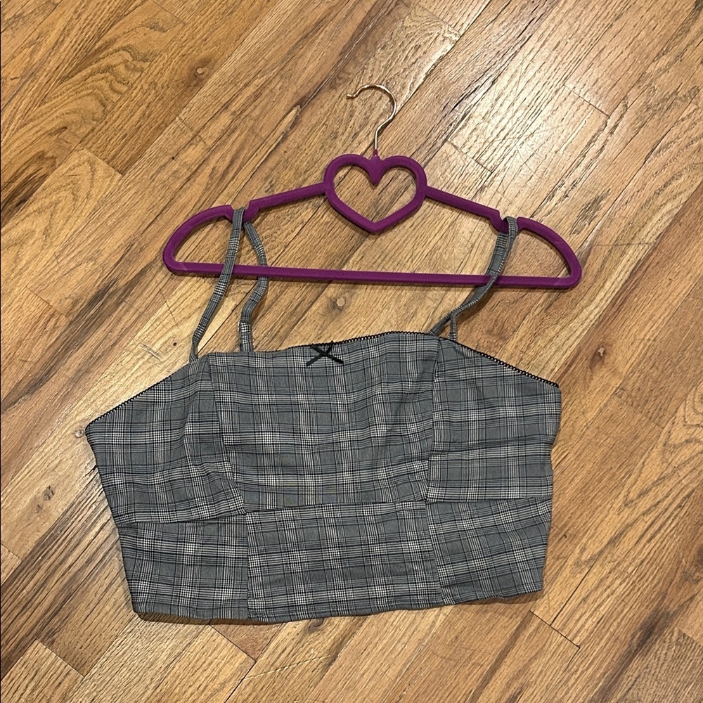 wild fable Gray Plaid Cropped Cami Top